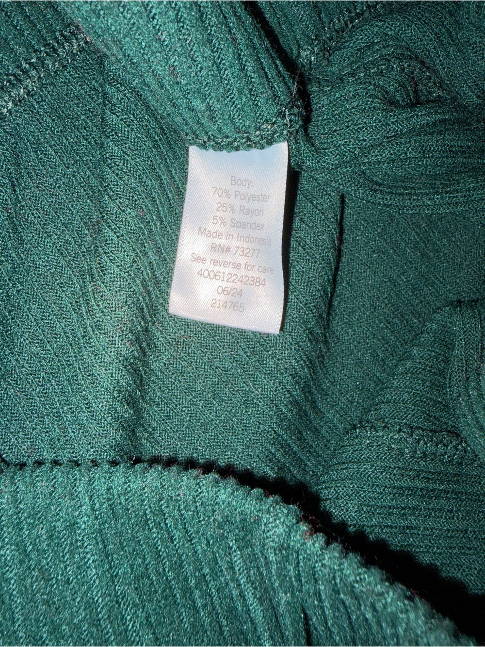 Wide-Leg Ribbed Pants - Dark Green - Picture 6 of 6